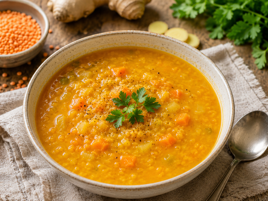 ginger and curcuma lentil soup